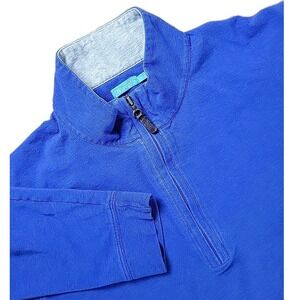 J McLaughlin 1/4‎ Zip Pullover Mens MEDIUM Blue Cotton Stretch Golf Preppy